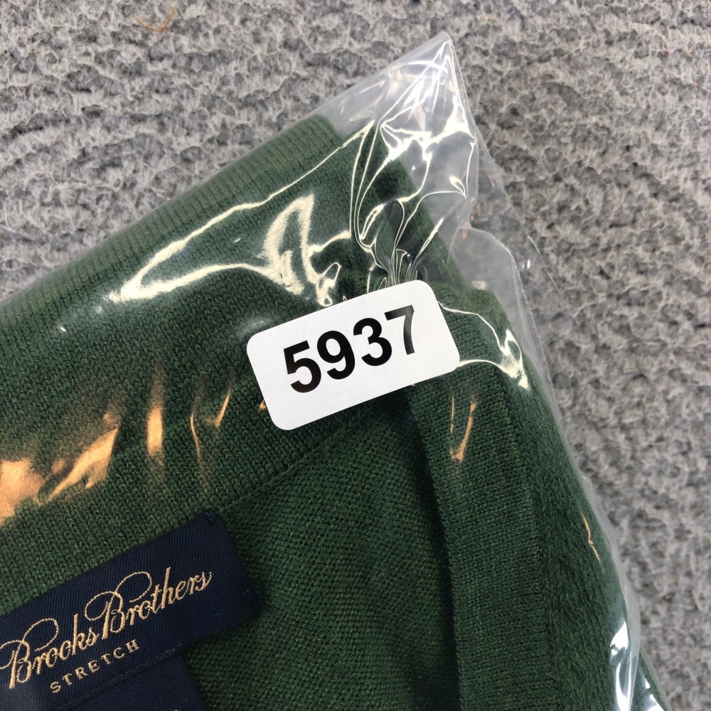 Vtg Brooks Brothers Sweater Mens Extra Large Green Merino Wool V Neck Pullover - Picture 12 of 12